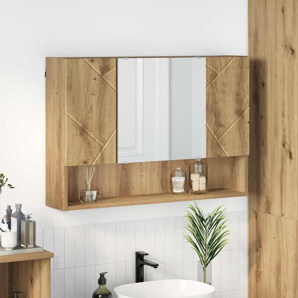 vidaXL Bathroom Mirror Cabinet with Door Artisan oak 80 x 17 x 55 cm