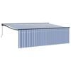 vidaXL Retractable Awning Manual Blue and White 400 x 300 cm