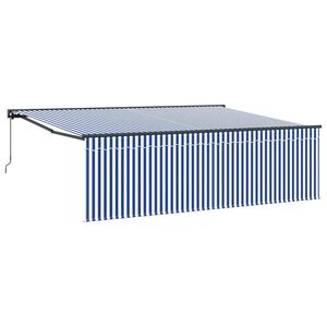 vidaXL Retractable Awning Manual Blue and White 400 x 300 cm