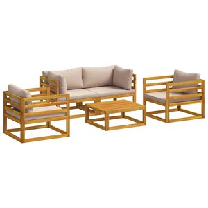 vidaXL 5 Piece Garden Lounge Set Modular Natural Solid Acacia Wood