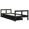 vidaXL Kids Bed Frame with Drawers Black 80x200 cm Solid Wood Pine