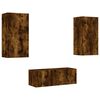 vidaXL 4 Piece TV Wall Units with LED Smoked Oak Engineered Wood