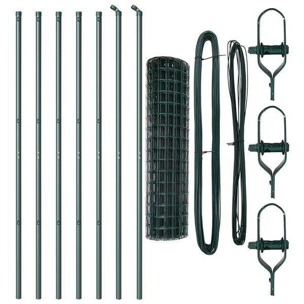 vidaXL Fence with Post Green 1.2 x 10 m Steel