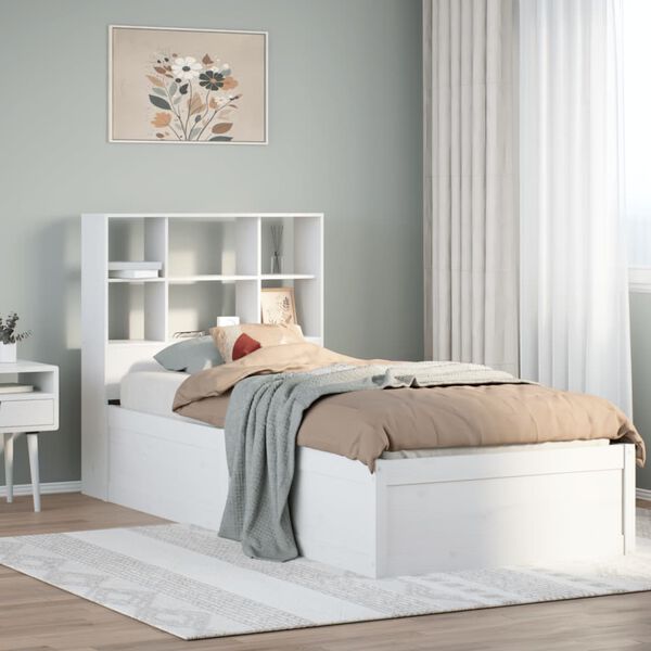 vidaXL Bed Frame without Mattress White 90x190 cm Single Solid Wood Pine
