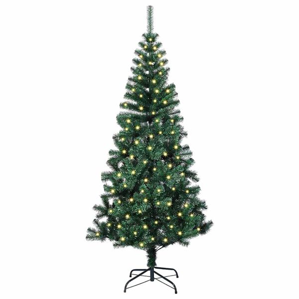 vidaXL Artificial Pre-lit Christmas Tree Green 150 cm PVC and Metal