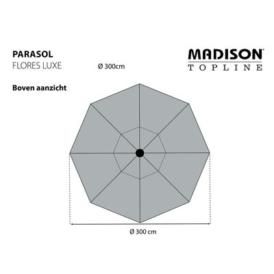 Madison Parasol Flores Luxe 300 cm Round Grey