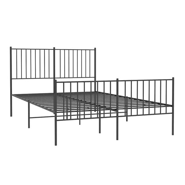 vidaXL Metal Bed Frame without Mattress with Footboard Black 135x190cm