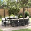vidaXL Garden Dining Set 9 pcs Black Poly Rattan