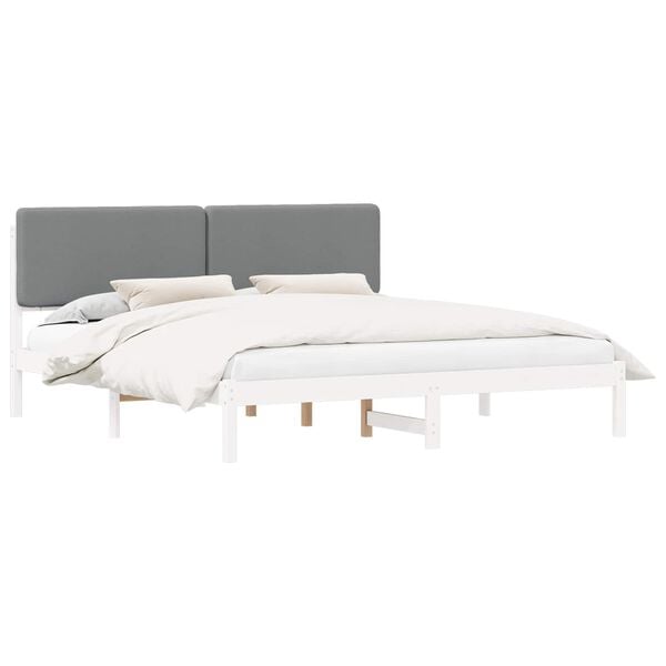 vidaXL Bed Frame with Upholstered Headboard Light Grey 180 x 200 cm
