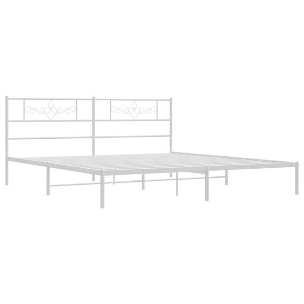 vidaXL Metal Bed Frame without Mattress with Headboard White 180x200cm
