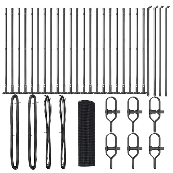 vidaXL Fence Post Grey 100 x 0.8 m (25 x 25 mm mesh) Steel and PVC