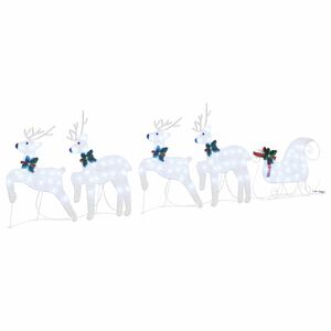 vidaXL LED Reindeers 5 pcs Silver Fabric