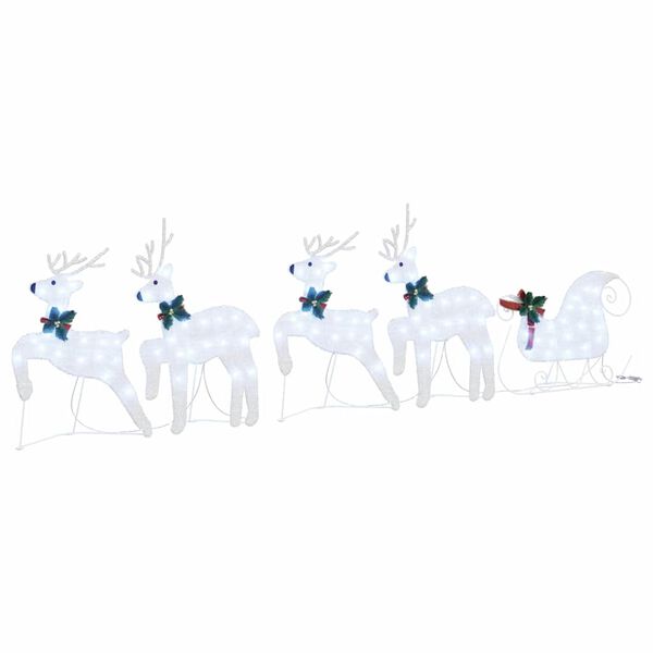 vidaXL LED Reindeers 5 pcs Silver Fabric