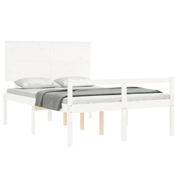 vidaXL Senior Bed without Mattress White Small Double Solid Wood
