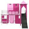 vidaXL Kids'Loft Bed Frame White and Pink 99.5 x 190 cm Metal