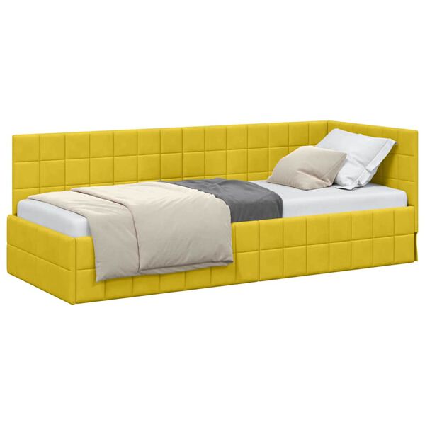 vidaXL Corner Bed Frame with Headboard Yellow 80 cm x 200 cm Velvet