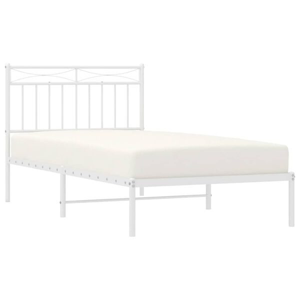 vidaXL Metal Bed Frame without Mattress with Headboard White 100x190cm