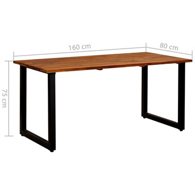 vidaXL Garden Table with U-shaped Legs 160x80x75 cm Solid Acacia Wood