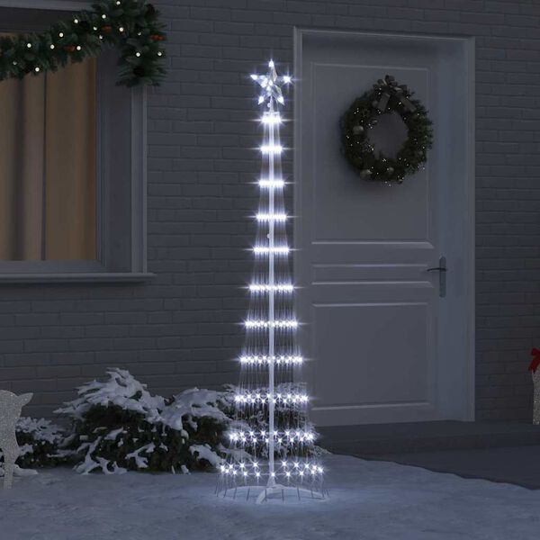 vidaXL LED Christmas Tree with Stand Cool White 51 x 51 x 190 cm Metal