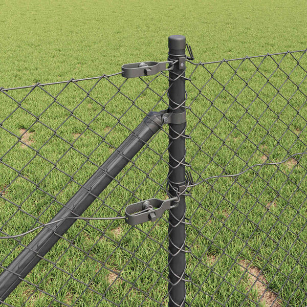 vidaXL Fence Post Grey 10 x 0.6 m (40 x 40 mm mesh) Steel and PVC