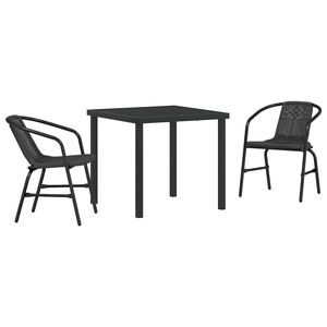 vidaXL Garden Dining Set 3 pcs Black Powder-Coated Steel