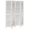 vidaXL Room Divider 4 Panels White Solid Wood Paulownia
