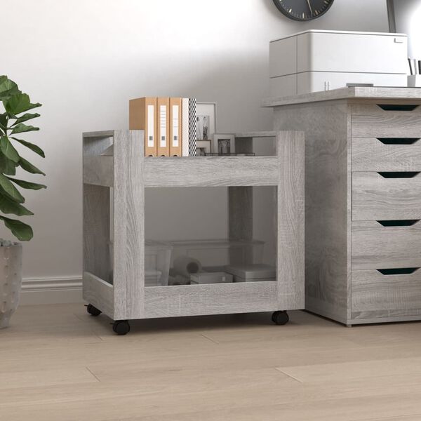 vidaXL Desk Trolley Grey Sonoma 60x45x60 cm Engineered Wood