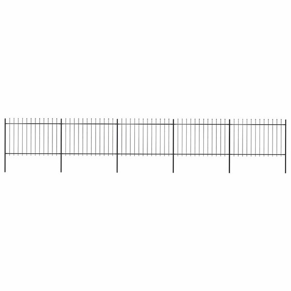 vidaXL Garden Fence with Spear Top Steel 892.5x120 cm Black