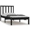 vidaXL Bed Frame without Mattress Black 75x190 cm Small Single Solid Wood Pine