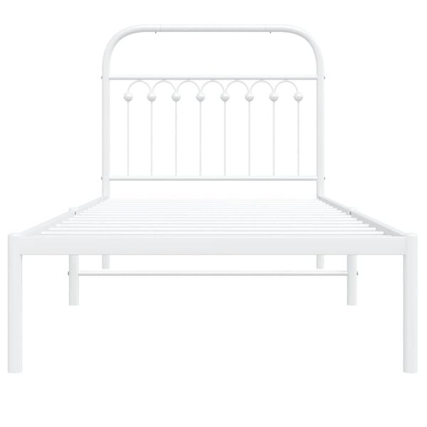 vidaXL Metal Bed Frame without Mattress with Headboard White 90x200cm