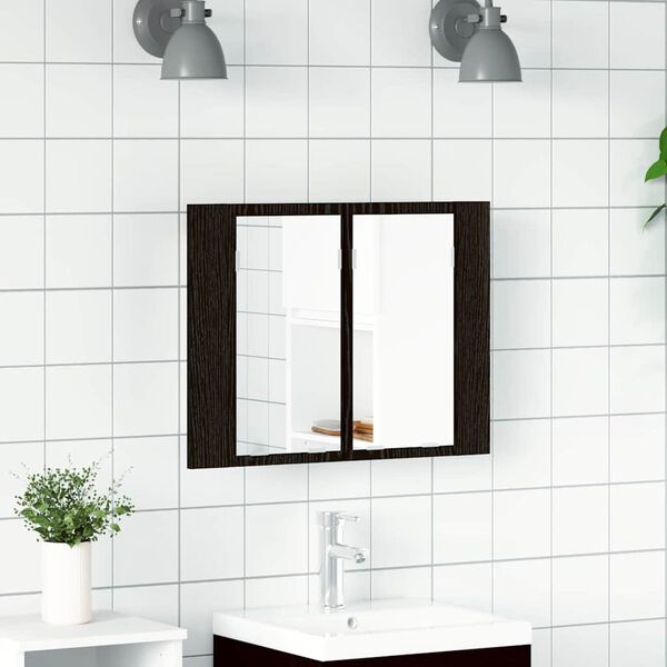vidaXL Bathroom Mirror Cabinet with Shelf Black Oak 60 x 12 x 45 cm