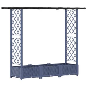 vidaXL Raised Bed with Trellis and Roof Grey 164 x 40 x 123 cm PP