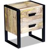 vidaXL Side Table with 2 Drawers Solid Mango Wood 43x33x51 cm