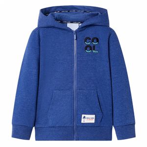 vidaXL Kids' Hooded Sweatshirt with Zip Dark Blue Melange 92