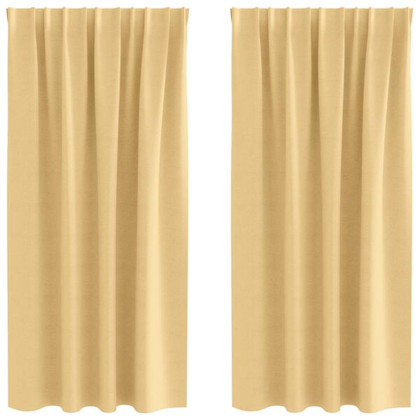 vidaXL Blackout Curtains with Rings 2 pcs Beige 175 x 140 cm Polyester