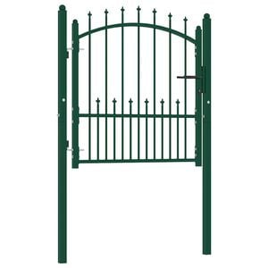 vidaXL Fence Gate EMMEN with Spikes Steel 104x97 cm Green