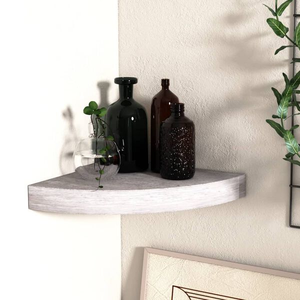 vidaXL Wall Corner Shelf Concrete Grey 25x25x3.8 cm MDF