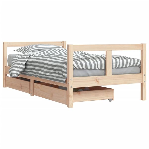 vidaXL Kids Bed Frame with Drawers 80x160 cm Solid Wood Pine