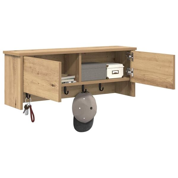 vidaXL Wall-Mounted Coat Rack with Shelf Artisan Oak 80 x 20 x 30 cm