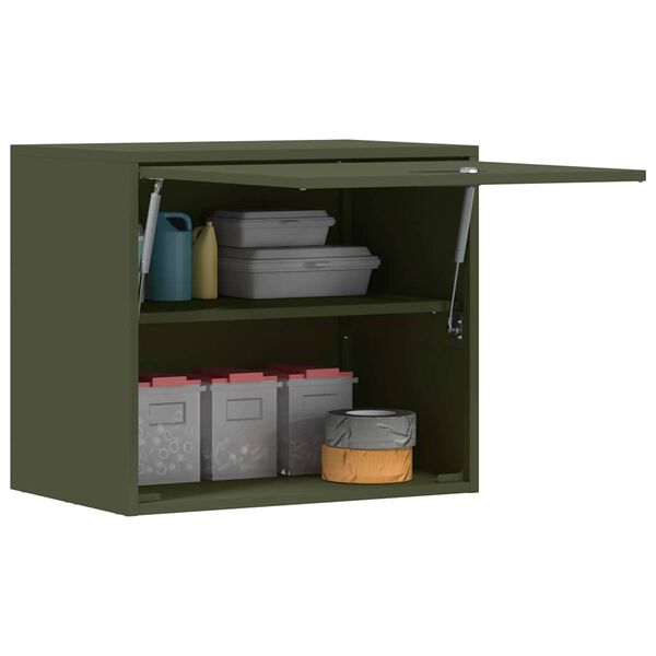 vidaXL Wall Cabinet for Garage with Gas-lift Door Olive green