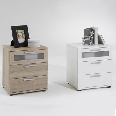 FMD Bedside Table with 3 Drawers Oak Tree
