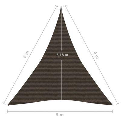 vidaXL Sunshade Sail 160 g/m² Brown 5x6x6 m HDPE