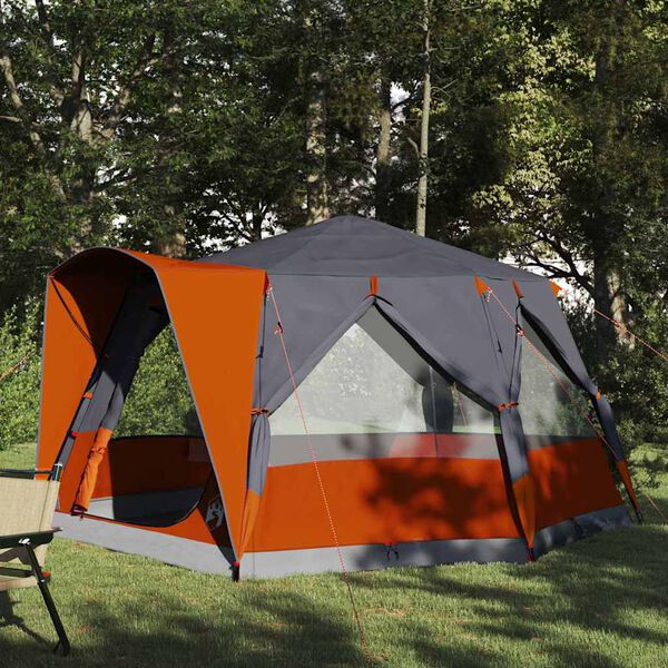 vidaXL Cabin Tent with Roof Grey and Orange 333 x 317 x 194 cm