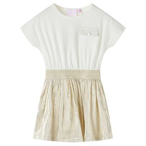 vidaXL Kids'Dress with Short Sleeves Ecru 104