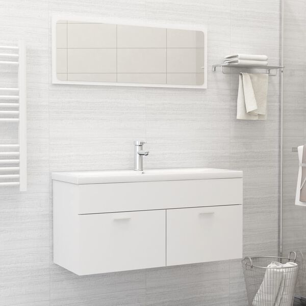 vidaXL Bathroom Furniture Set White Engineered Wood