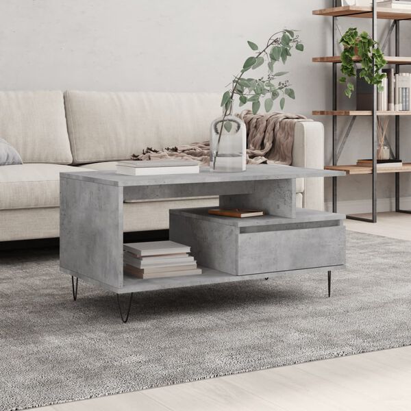 vidaXL Coffee Table Concrete Grey 90x49x45 cm Engineered Wood