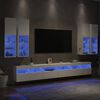 vidaXL 7 Piece TV Wall Cabinet Set with LED Lights White