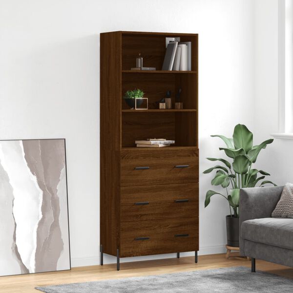 vidaXL Highboard Brown Oak 69.5x34x180 cm Engineered Wood