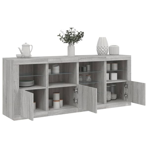 vidaXL Sideboard with LED Lights Grey Sonoma 164x37x67 cm