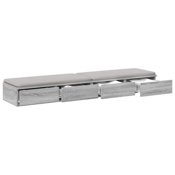 vidaXL Bed Drawers Grey Sonoma 135 x 36.5 x 16.5 cm Engineered Wood